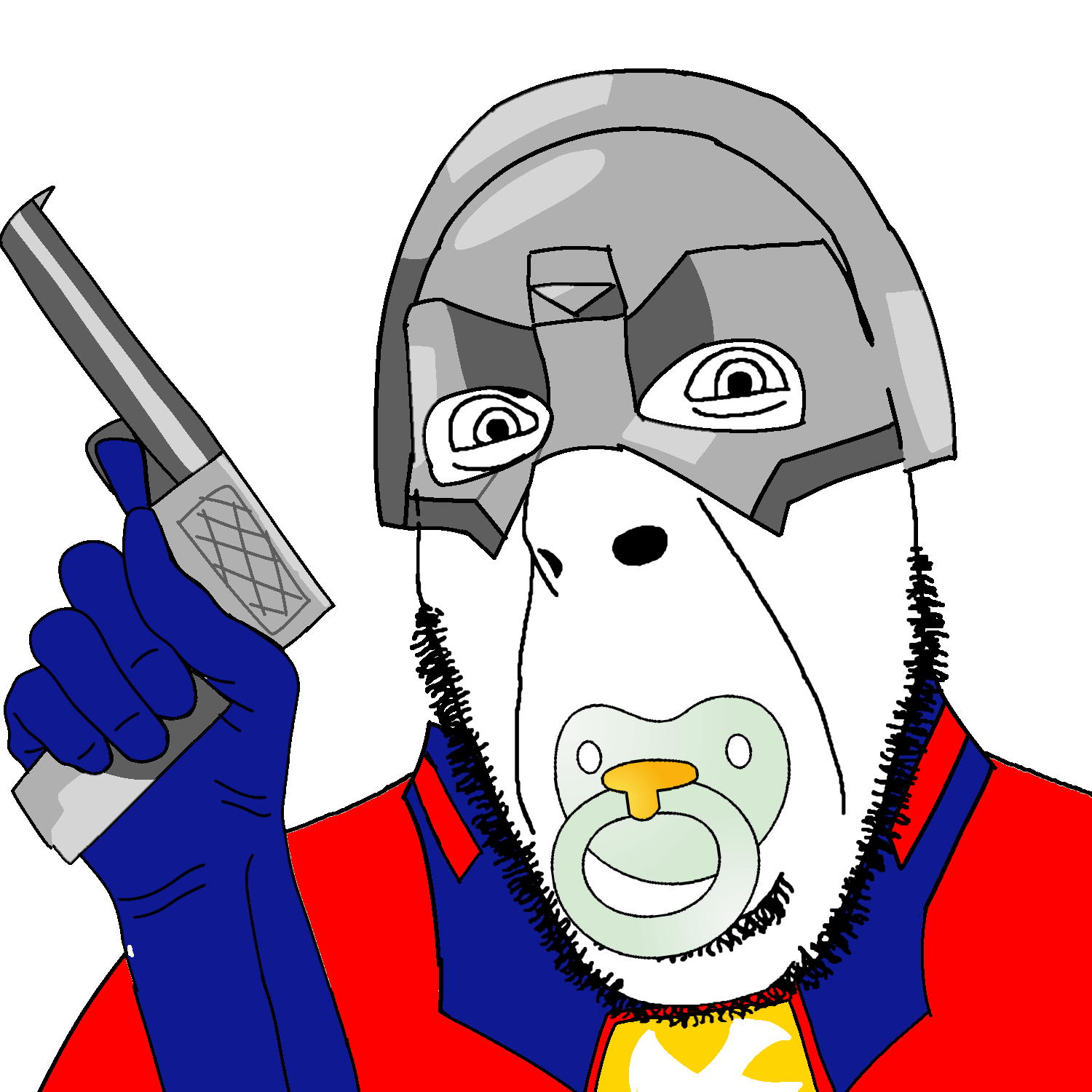 cobson, babyjak, 1soyjak, animated, bald, clothes, finger around trigger, glove, gloves, gun