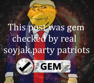 donald trump, gapejak, wholesome soyjak, blonde hair, closed mouth, clothes, ear, gem, hair, necktie