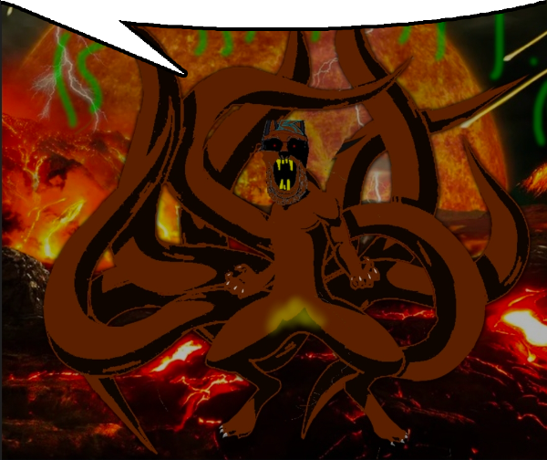 markiplier soyjak, troonamutt, slopjak, abomination, black eyes, brown hair, brown skin, claws, eldritch abomination, full body