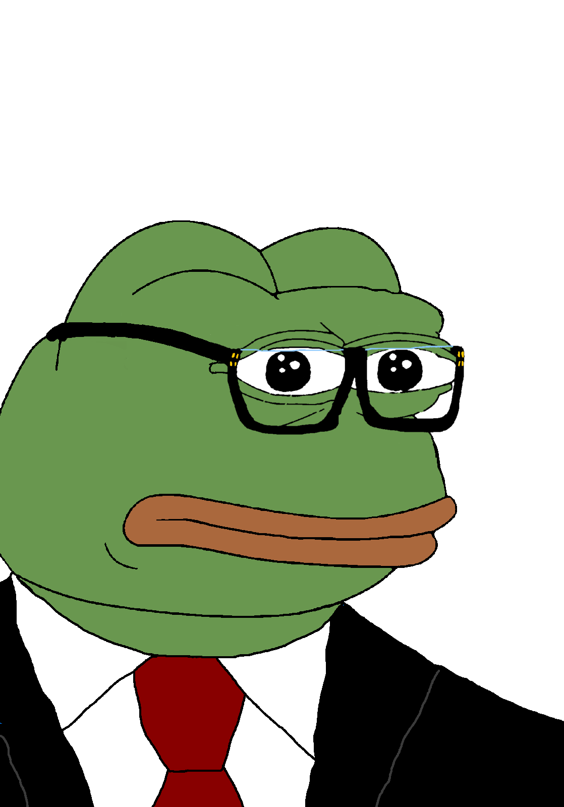 jager, pepe, 1soyjak, bald, black eyes, closed mouth, clothes, glasses, green skin, looking at you