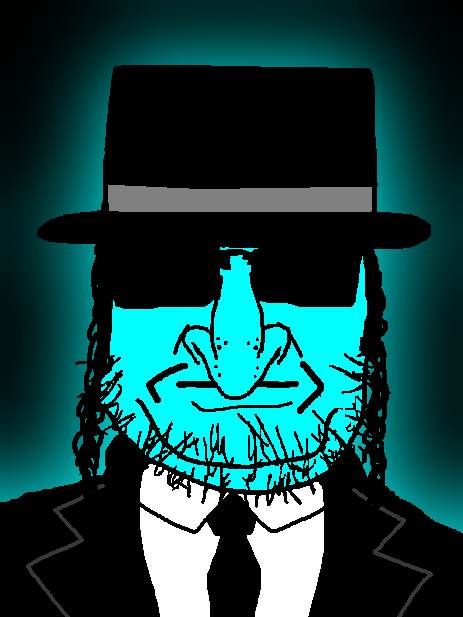markiplier soyjak, dr. soystein, glowie, angry, black background, blue skin, closed mouth, clothes, doctor, glasses