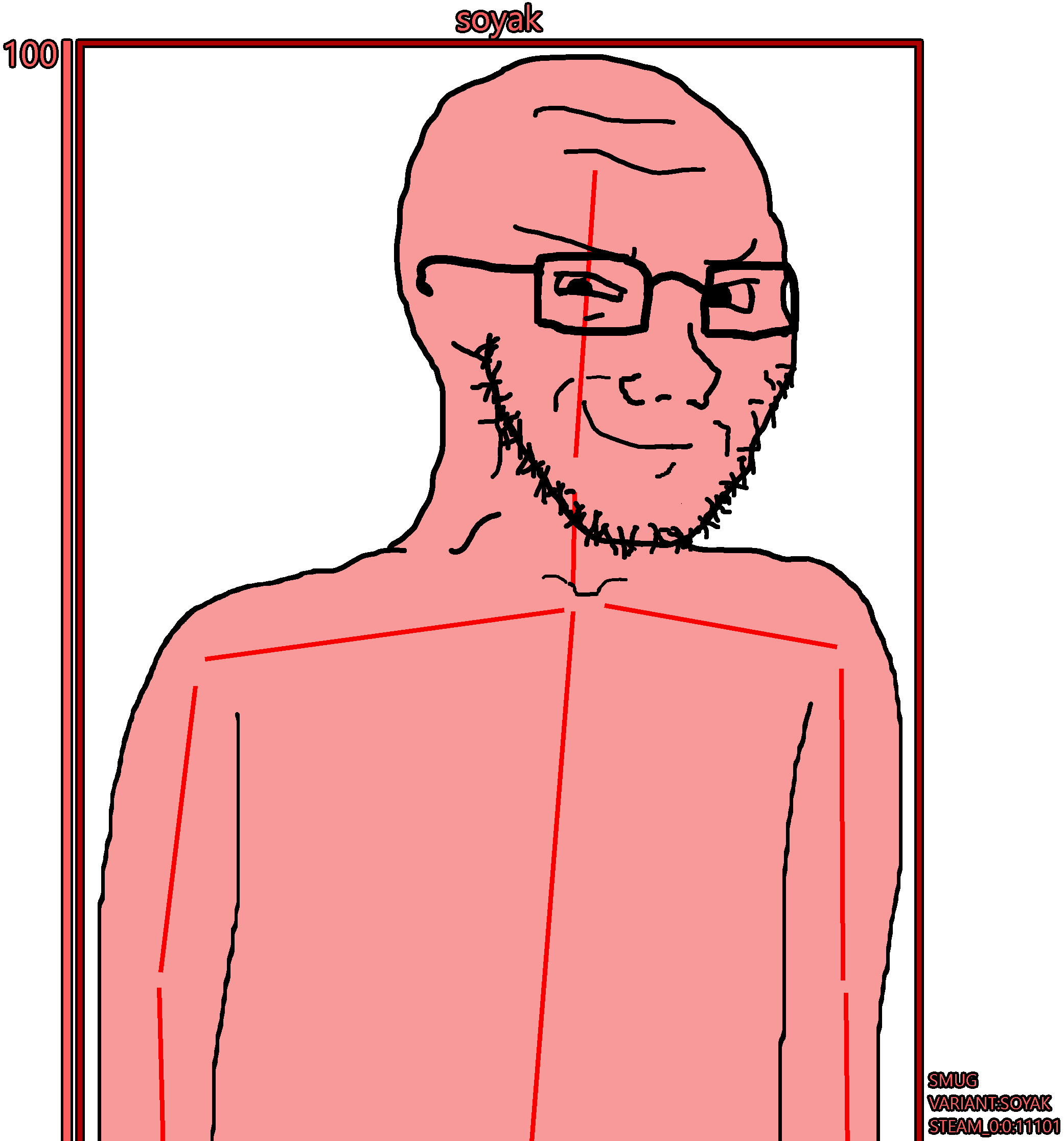 soyak, soyak (smug), soyak (smug) 2, 1soyjak, arm, bald, black eyes, box, closed mouth, glasses