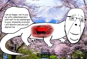 cobson, wholesome cobson, animal, asia, bald, chinese trees, closed mouth, clothes, dinosaur, fat