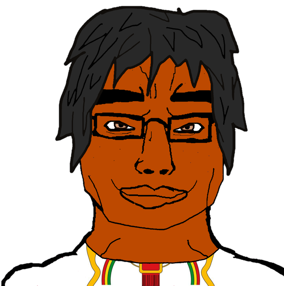 chudjak, chudjak front, andean, black hair, brown eyes, closed mouth, front view, hair, half body, inca empire