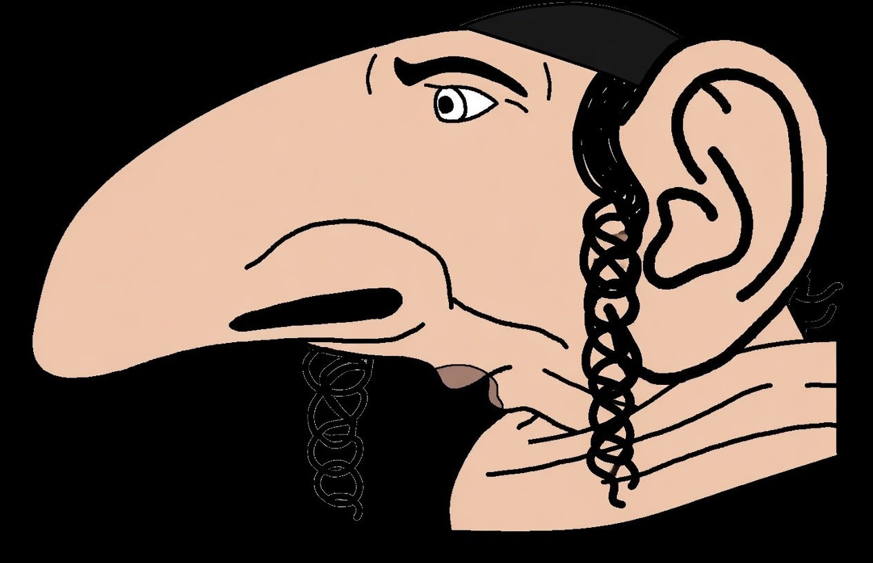 yes chad, yes chinlet, yes rat, 1nas, black background, clothes, ears, hair, hat, jewish nose