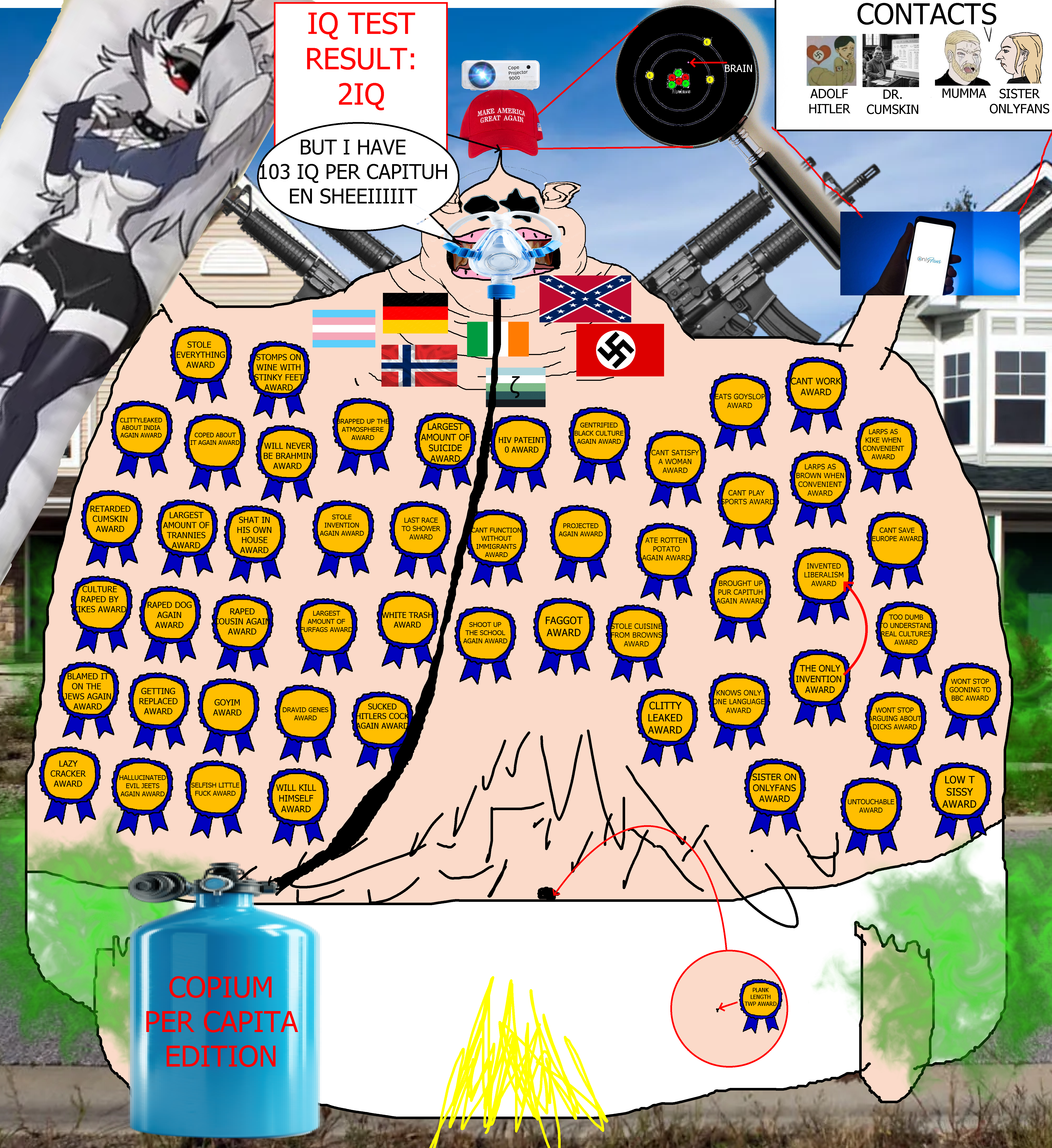 dr. cumskin, loona, sheeeit, timmy, brandon, branigger, slopjak, 1soyjak, adolf hitler, ar-15