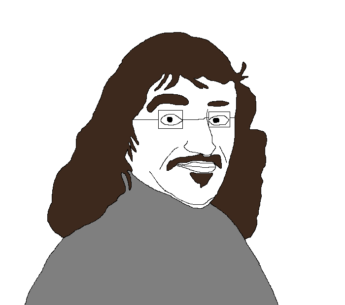 chudjak, descartes, 1soyjak, beard, brown hair, chud, closed mouth, enlightenment, glasses, goatee