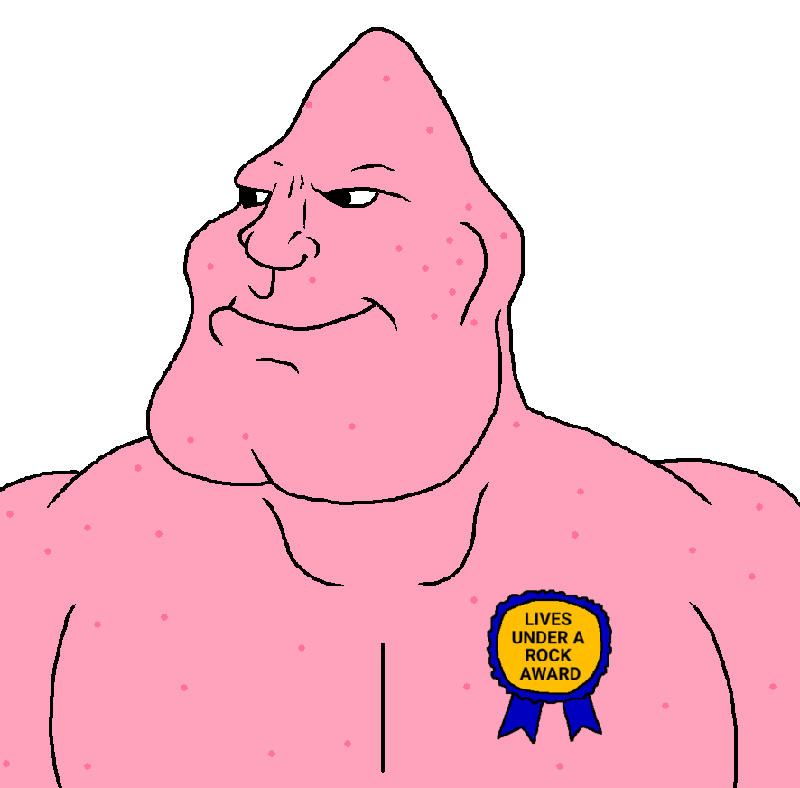 patrick star, meximutt, mexiaryan, aliased, award, black pupils, buff, closed mouth, looking to the left, muscles