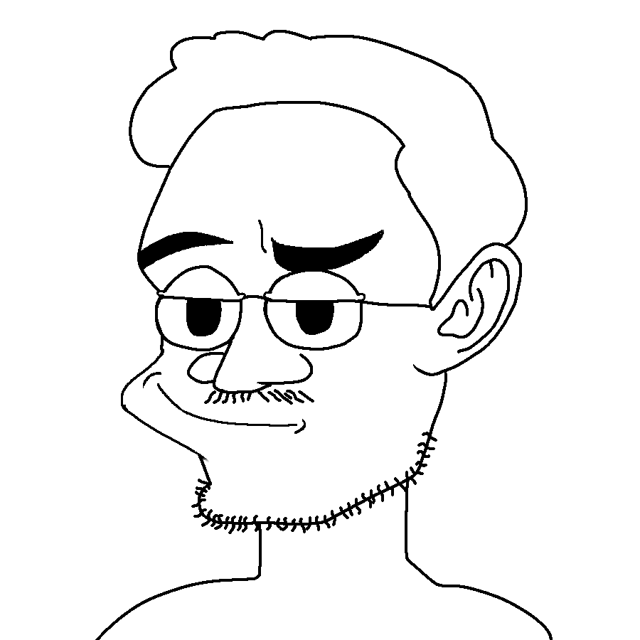 weirdpenis, weirdpubes, 1soyjak, closed mouth, ear, glasses, hair, half body, half closed eyes, hotdiggedydemon