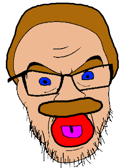 feraljak, blue eyes, brown eyebrows, brown hair, brown mustache, bushy eyebrows, eyebrows, hair, head only, mr goodman