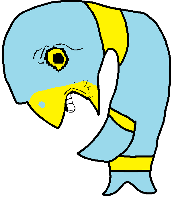 parrotjak, parrotjak side, 1soyjak, animal, bald, beak, bird, blue skin, full body, hometown butcher