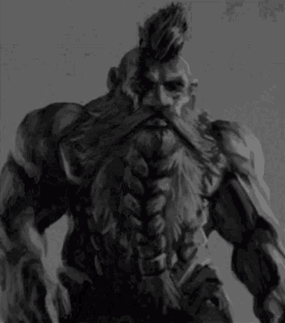 gigachad, animated, beard, buff, closed mouth, dwarf, dwarves won, fantasy, front view, gigadwarf