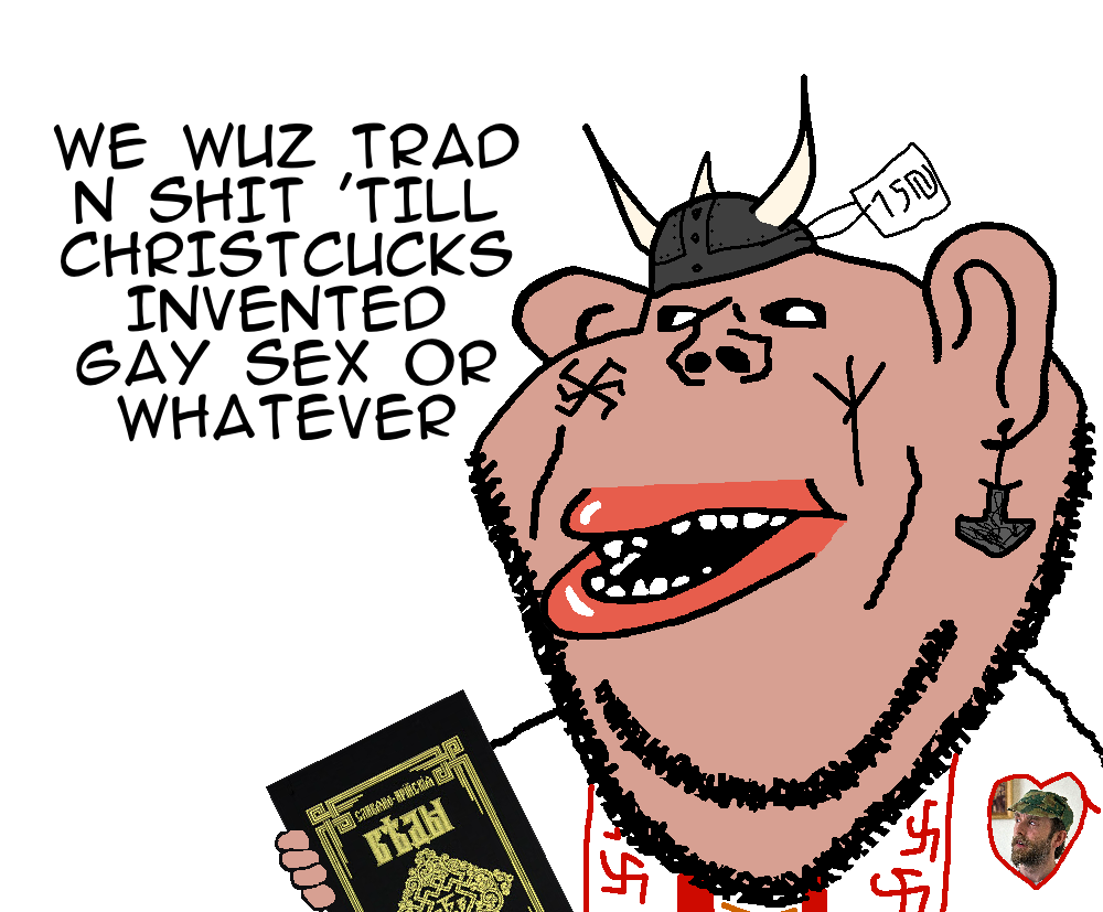 impish soyak ears, impish amerimutt, 1soyjak, beard, black hair, brown skin, christianity, fat, hair, half open mouth