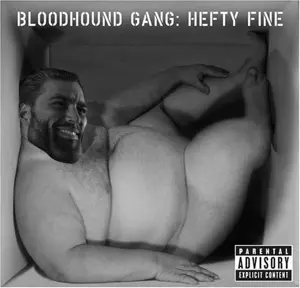 gigachad, album cover, bloodhound gang, box, fat, hefty fine, music, naked, obese, parental advisory