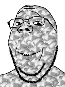gapejak, wholesome soyjak, glasses, iron, iron bar, smile, soyjak, stubble