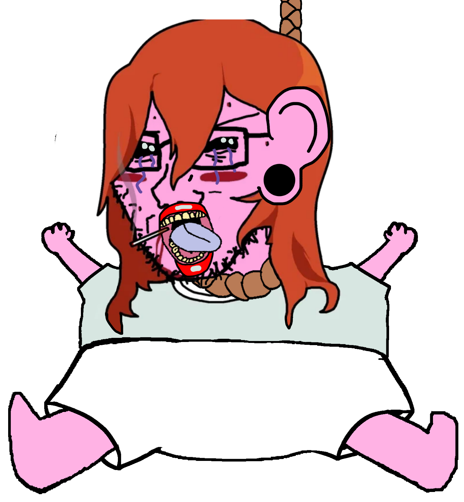 randal ivory, soyak, pissbaby, ack, angry, arm, big ear, blush, cigarette, clothes