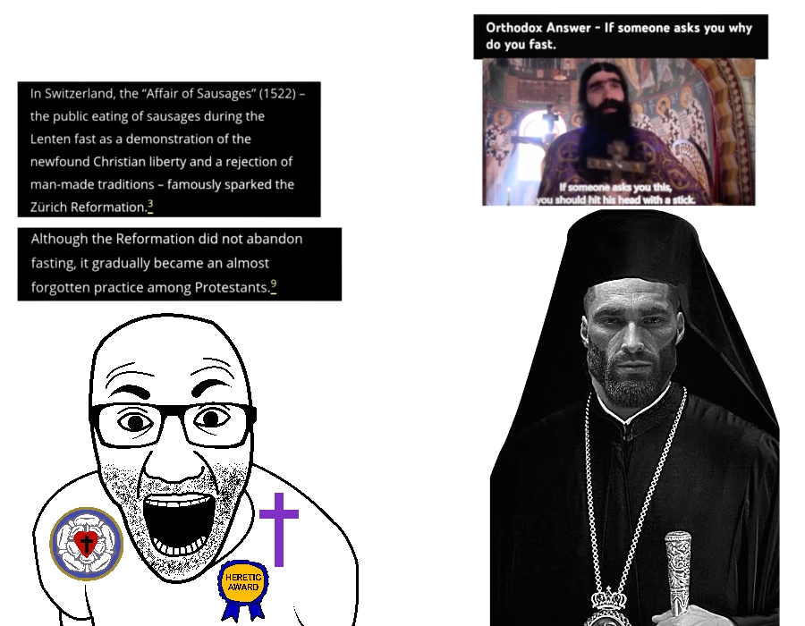 gigachad, el perro rabioso, it's based and christpilled, 1soyjak, award, bald, black eyes, christianity, cross, eyebrows