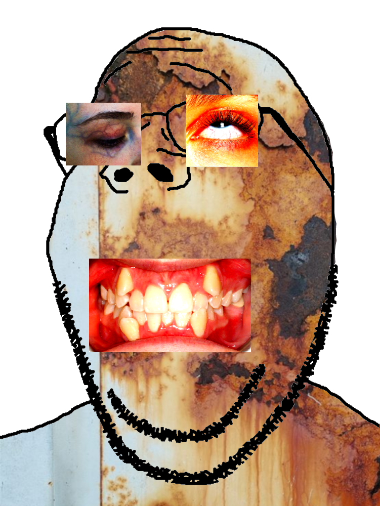 gapejak, wholesome soyjak, collagejaks, 1soyjak, bald, brown skin, glasses, half closed eyes, half open mouth, orange skin
