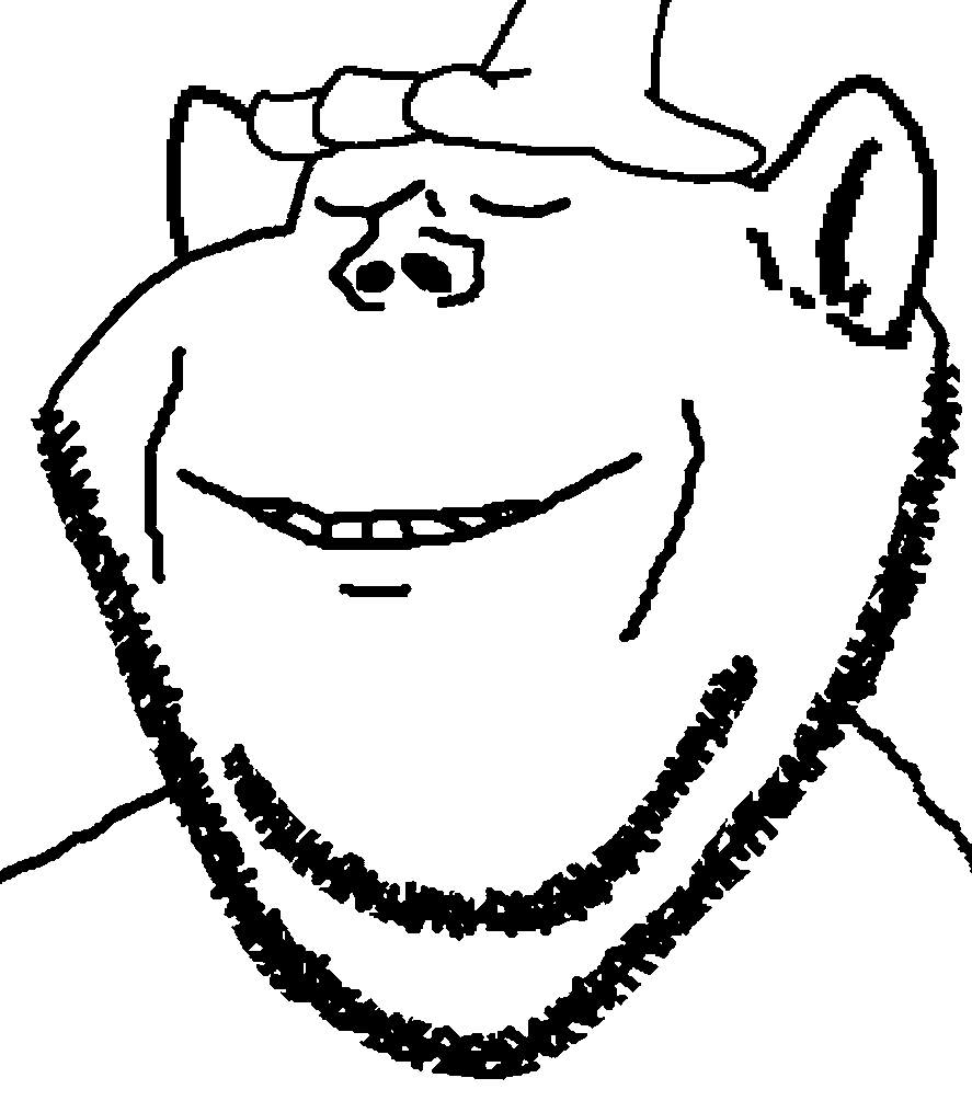 glegle, impish soyak ears, impish glegle, 1soyjak, animal, bald, black and white, calm, chin, closed eyes