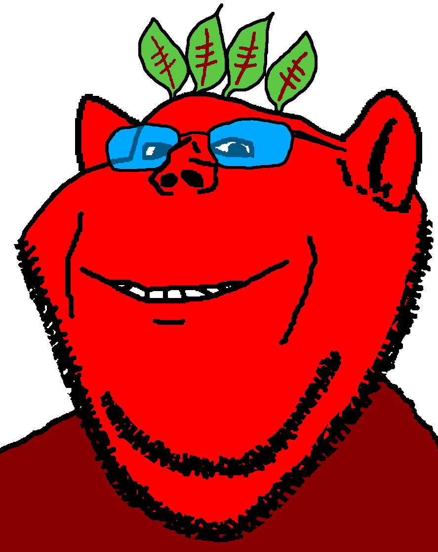 impish soyak ears, impish glegle, 1soyjak, animal ears, bald, beetroot, black eyes, black hair, blue glasses, closed mouth