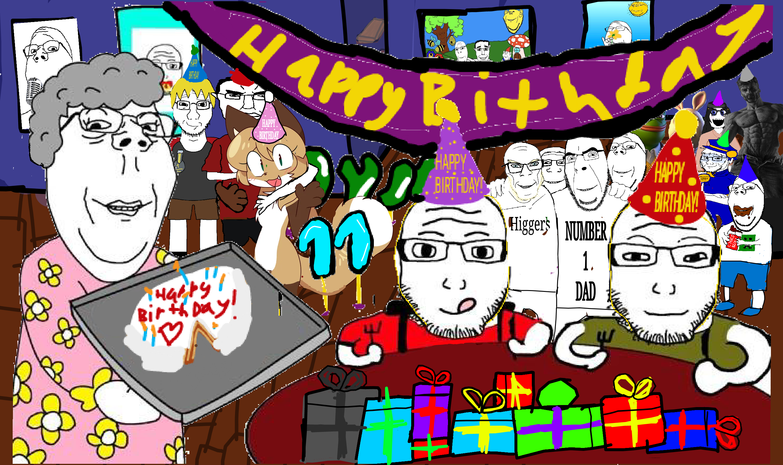 Birthday party poorly drawn doe