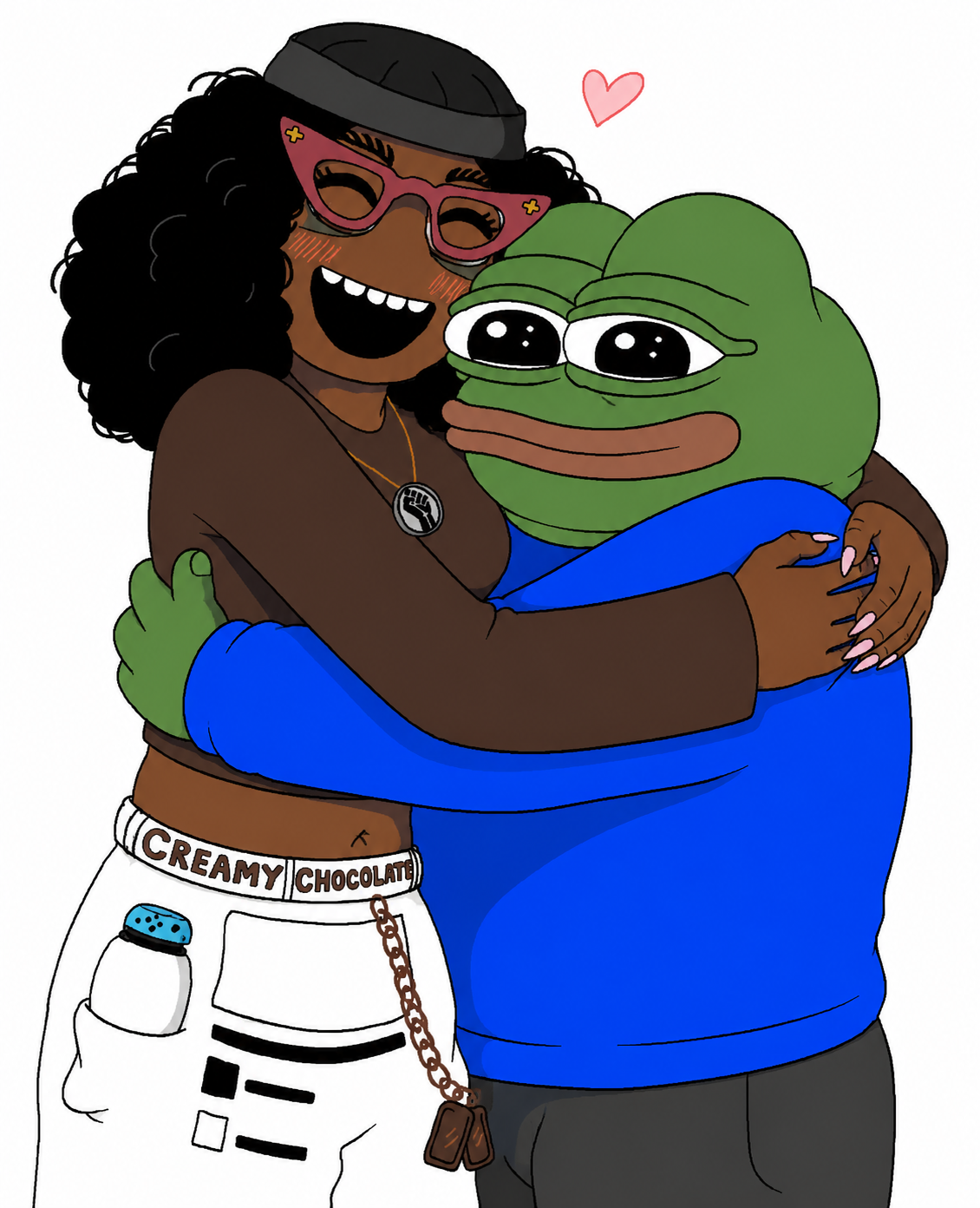 apu, pepe, soyniqua, soytan, afro, black hair, black skin, black woman, closed mouth, female