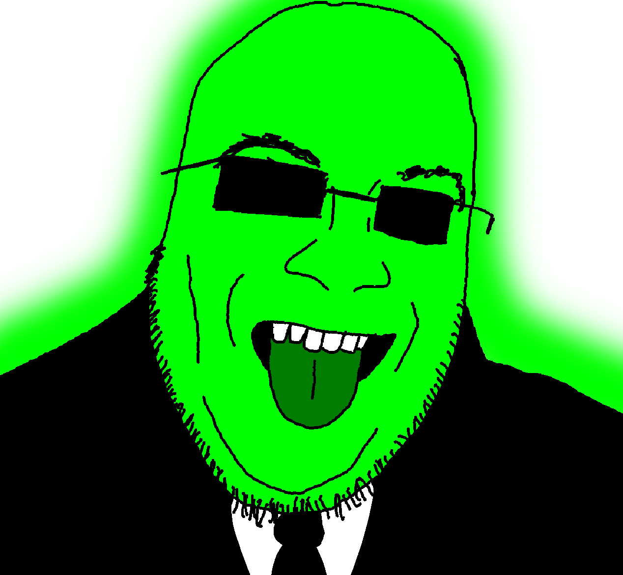 sex haver, glowie, 1soyjak, bald, black eyes, clothes, fat, front view, glasses, glowing