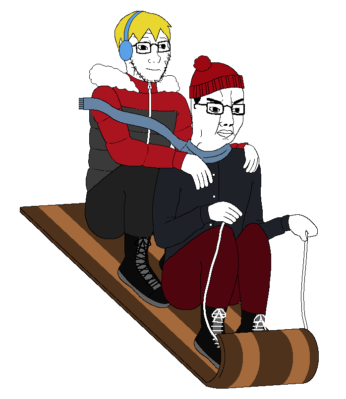 nate higgers, chudjak, soyak, natejak, 2soyjaks, animated, beanie, black eyes, black hair, blonde hair