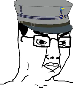 178641 - soybooru.com - black_hair cap chudjak closed_mouth clothes glasses hair hat military_cap soyjak sweden sweden uncolored_skin.png