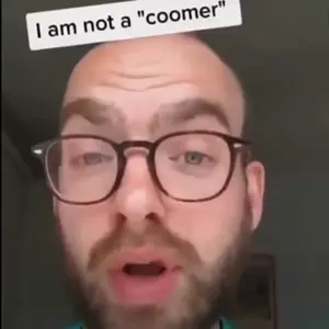 unknown, animated, beard, bushy eyebrows, closed mouth, coomer, ear, glasses, gooner, irl soy