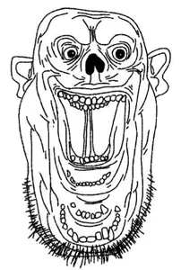 unknown, body horror, ear, goofy, goofy greener, grin, grinner, horror, monster, open mouth