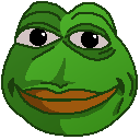 chinese pepe, pepe, pepelaugh, nuurumoji, amphibian, animal, bloodshot eyes, blue background, closed mouth, clothes