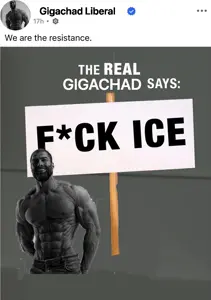 1093 - ICE liberal muscles nipples pants politics protest shirtless sign twitter variant_gigachad verified xitter.png