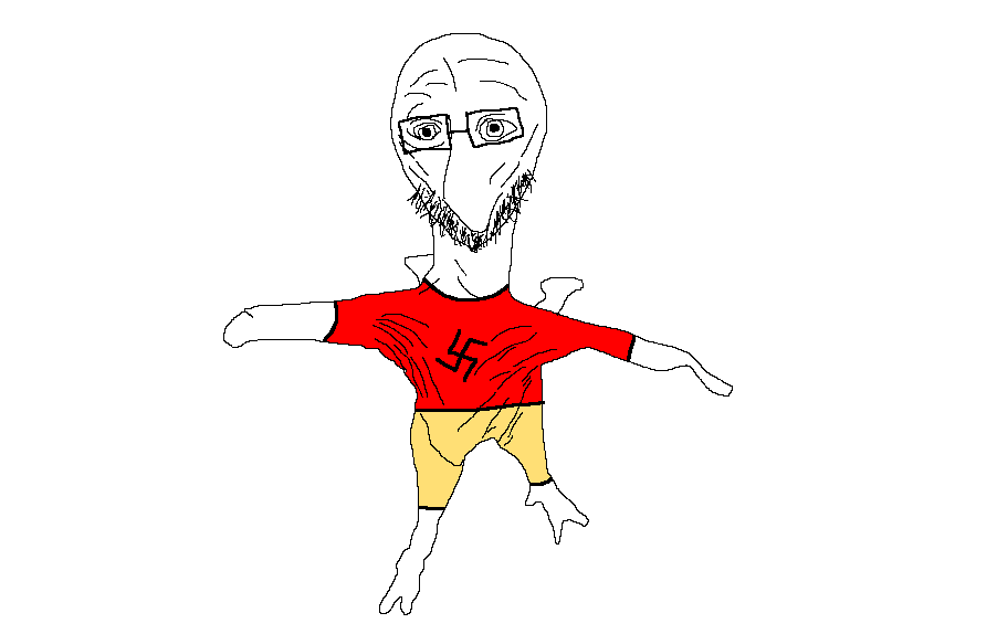 babau, 1soyjak, animal, babau, bald, beard, bird, black eyes, cargo shorts, closed mouth