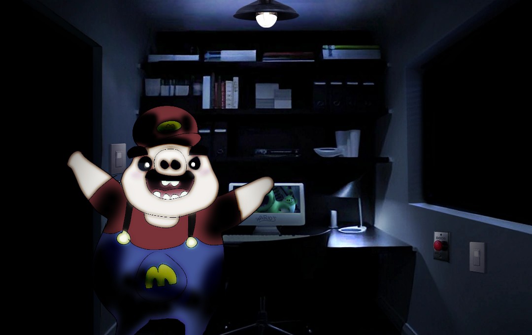 mario, leonardjak, animal, button, clothes, door, eyebrows, fnaf (fangame), fnaw, mario hat
