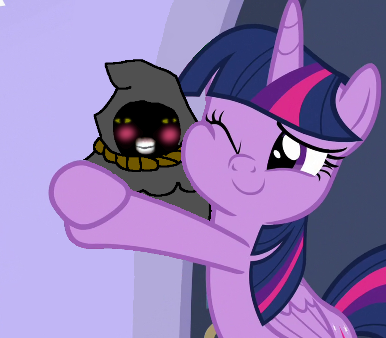 twilight sparkle, chudjak, markiplier soyjak, chudplier, 1soyjak, animal, bald, black eyes, clothes, confused