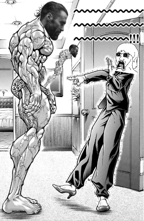 gigachad, yujiro hanma, soyak, doctos, female soyak, doctos, femjak, 1soyjak, anime, boner