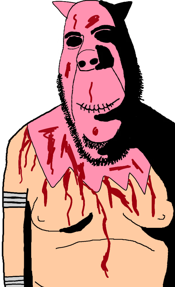 rapeson, cobson, hornyson, rapeson, 1soyjak, bandage, blood, blood on face, closed mouth, evil