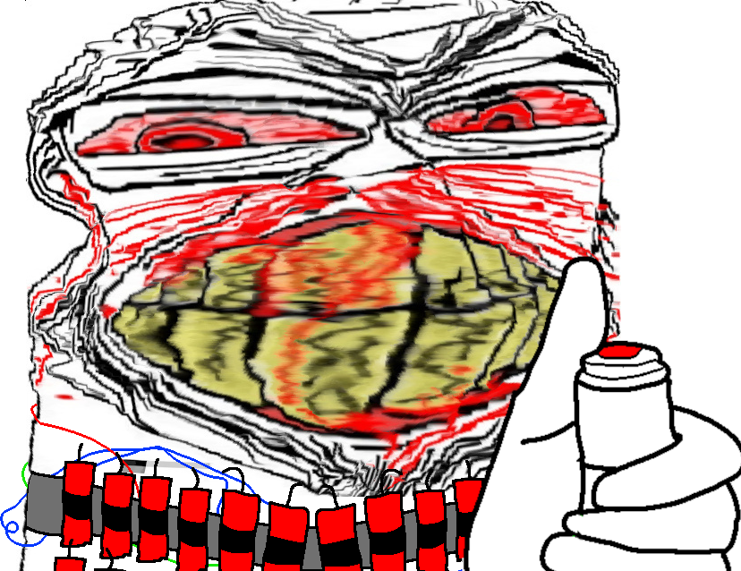 feraljak, feralrage, angry, arm, blood, bloodshot eyes, bomb, clenched teeth, closed mouth, cracked teeth