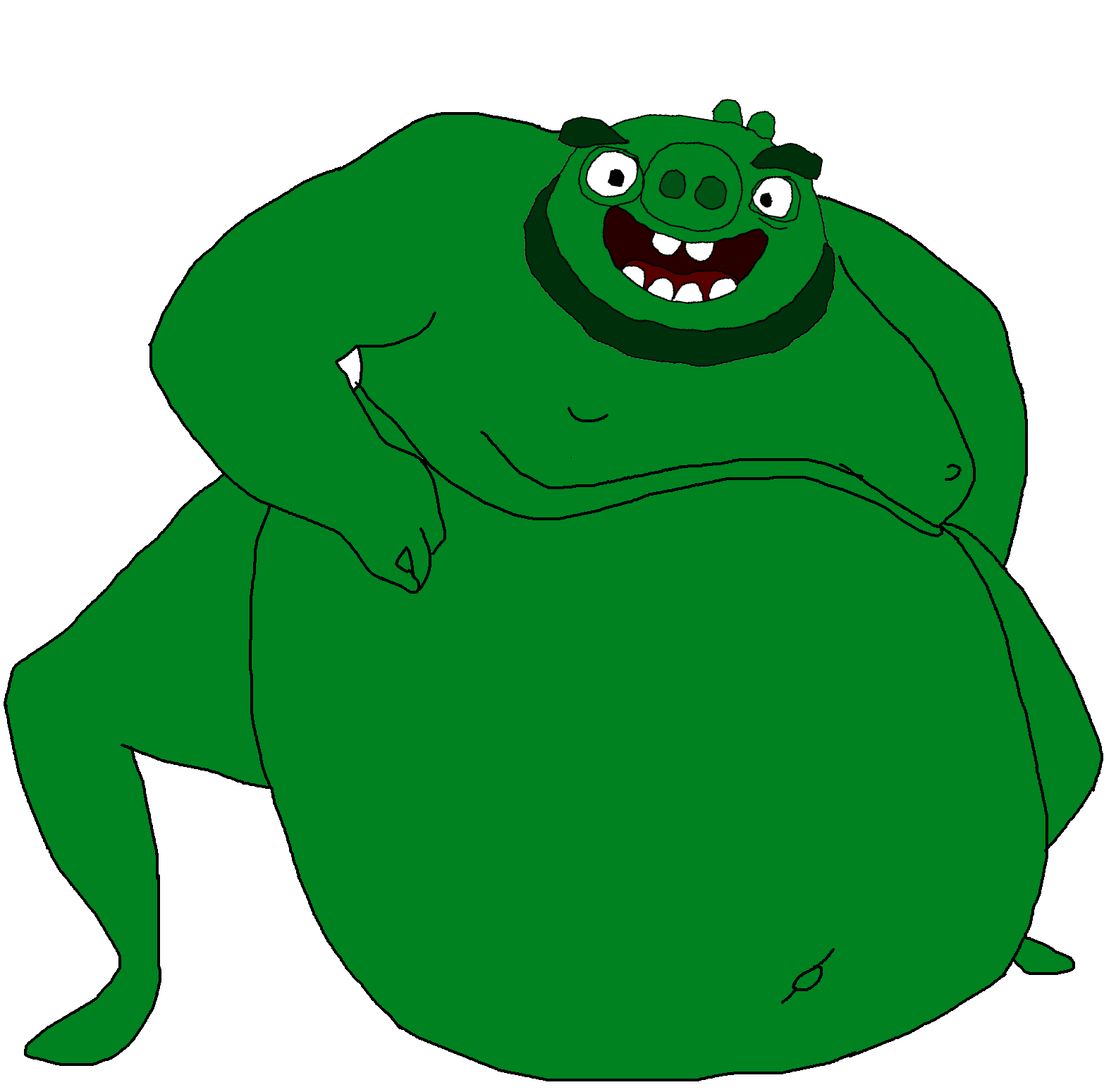 incredible gassy, leonardjak, 1soyjak, animal, beard, black eyes, black hair, fat, full body, green skin