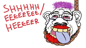 49585 - soybooru.com - ack bloodshot_eyes crying dead ear hanging lips lipstick open_mouth purple_hair red_lips rope shieet soyjak stubble suicide text tongue tranny tyrone tyrone tyronejak.png
