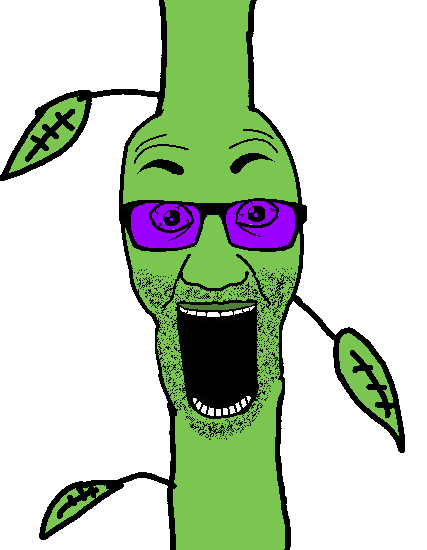 el perro rabioso, nonexistent admins, nonexistent namefags, 1soyjak, bald, crazed, front view, full body, green skin, leaf