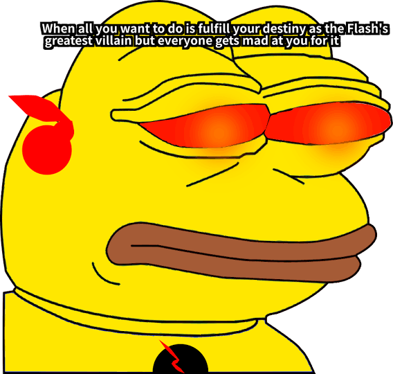 pepe, reverse flash, reverse flash (eobard thawne), amphibian, animal, bald, big lips, closed mouth, frog, frown