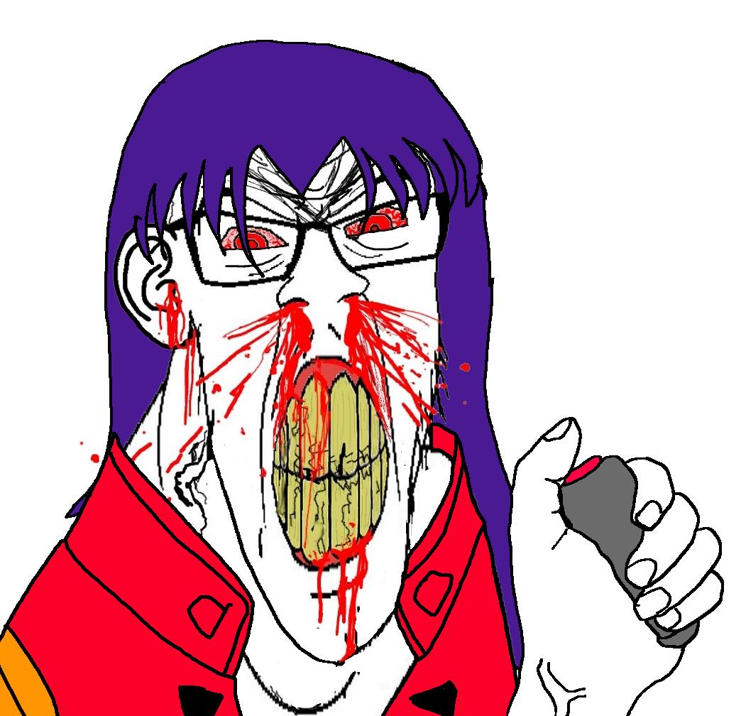 feraljak, feralrage, angry, anime, blood, bloodshot eyes, button, cartoon, clenched teeth, closed mouth
