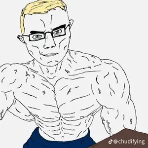 chudjak, chudjak front, muscular chud, aryan, 1soyjak, a10 eyes, blonde hair, blue eyes, book, buff