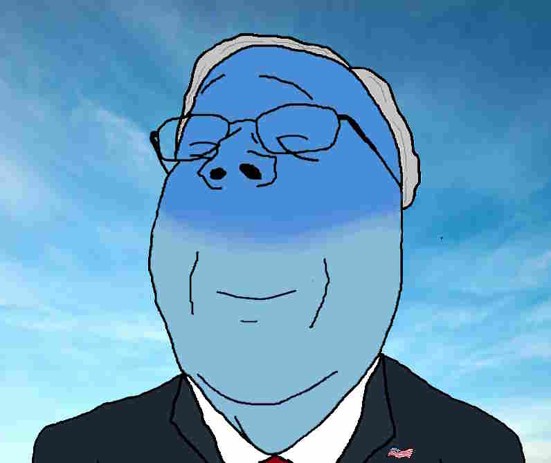 gapejak, wholesome soyjak, calm, 1soyjak, blue background, blue skin, blue sky, calming, closed eyes, closed mouth