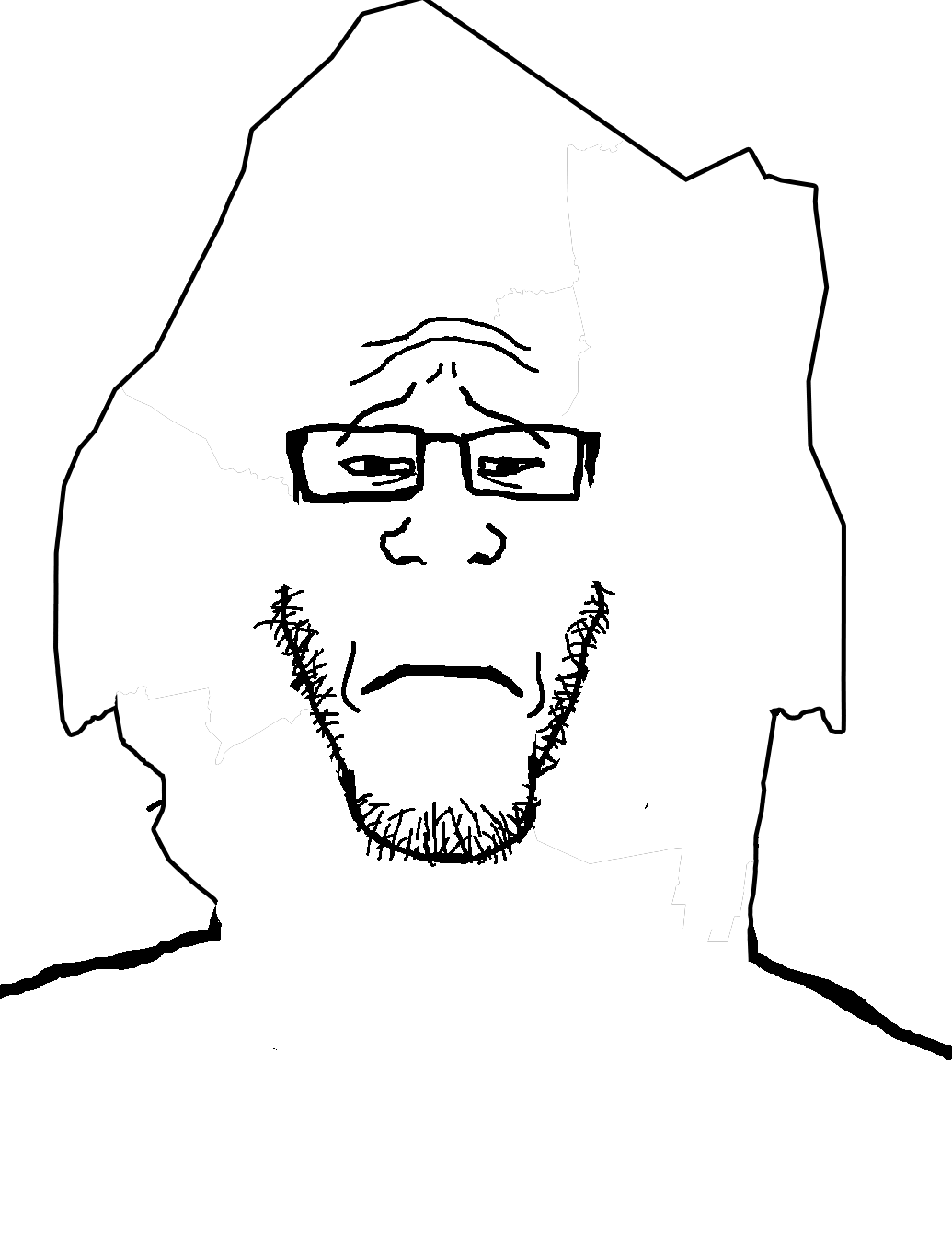 markiplier soyjak, mbabanejak, 1soyjak, bald, black eyes, closed mouth, eswatini, front view, frown, glasses