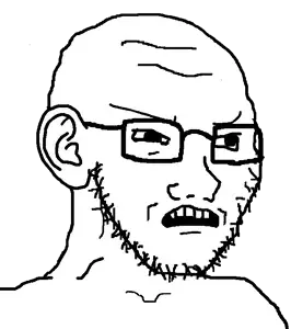 soyak, soyak (disgusted), angry, disgusted, ear, glasses, stubble, teeth, transparent background, uncolored skin
