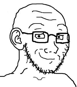 soyak, soyak (passive), closed mouth, ear, glasses, smile, stubble, transparent background, uncolored skin