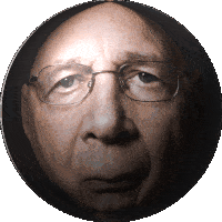 klaus schwab, spinnerz!, animated, bald, closed mouth, front view, glasses, looking at you, neutral, no beard